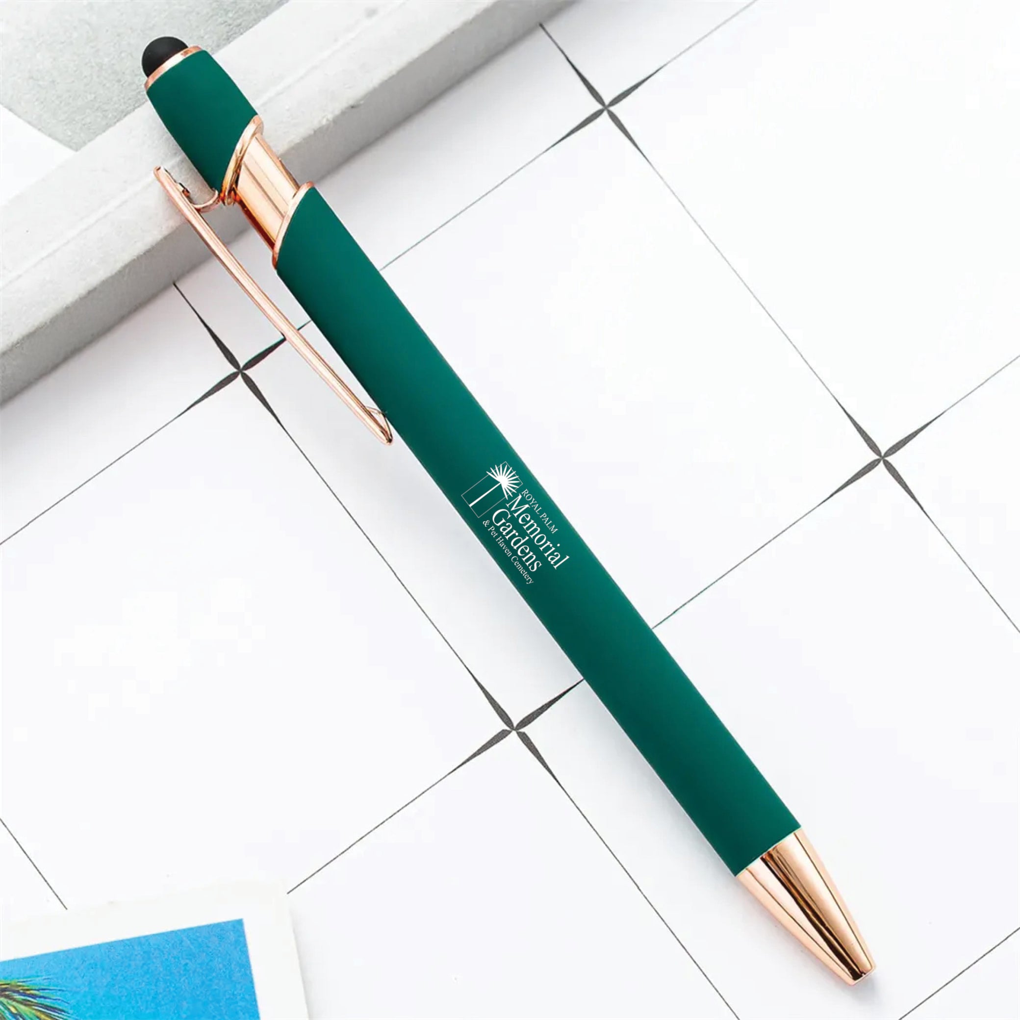 Rose Gold Stylus Tip Metal Ballpoint Pen Green