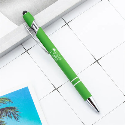 Rainbow Rubberized Soft Touch Ballpoint Pen Green