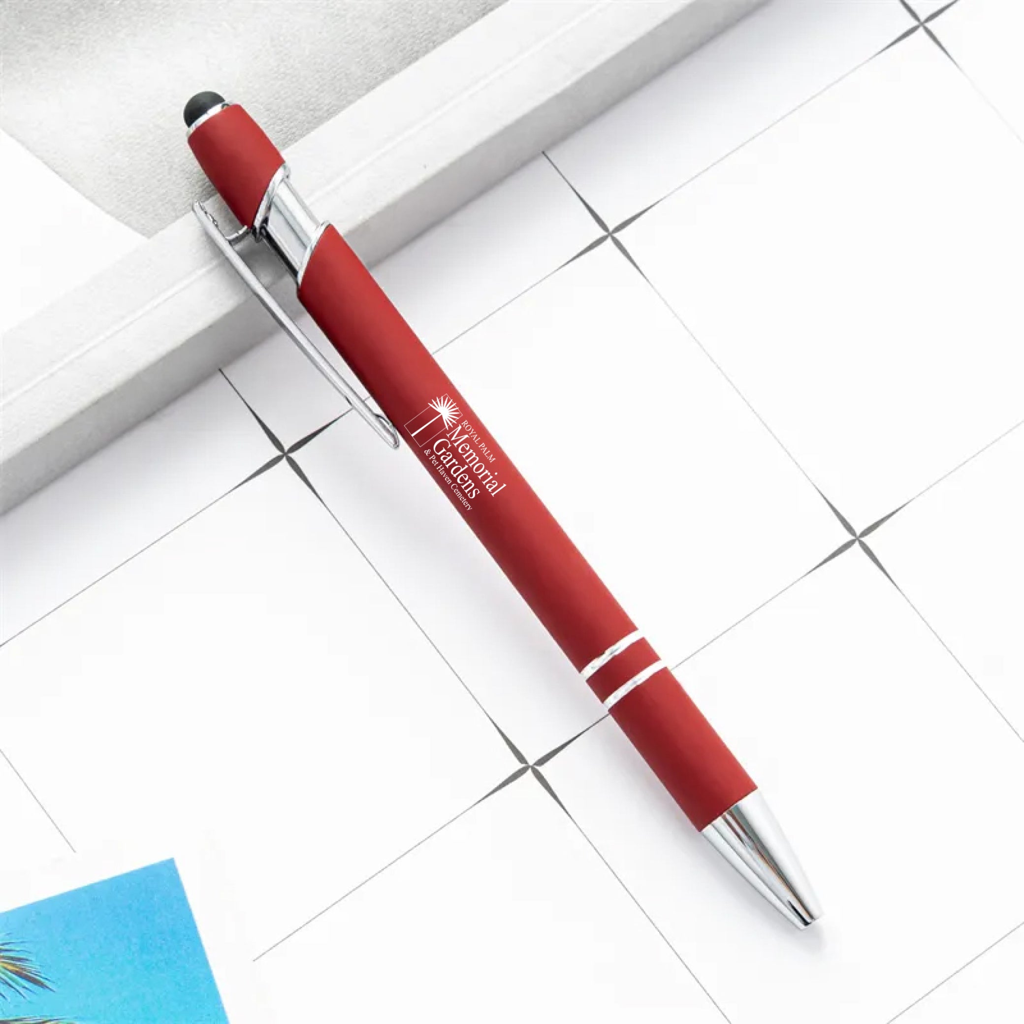 Rainbow Rubberized Soft Touch Ballpoint Pen Red