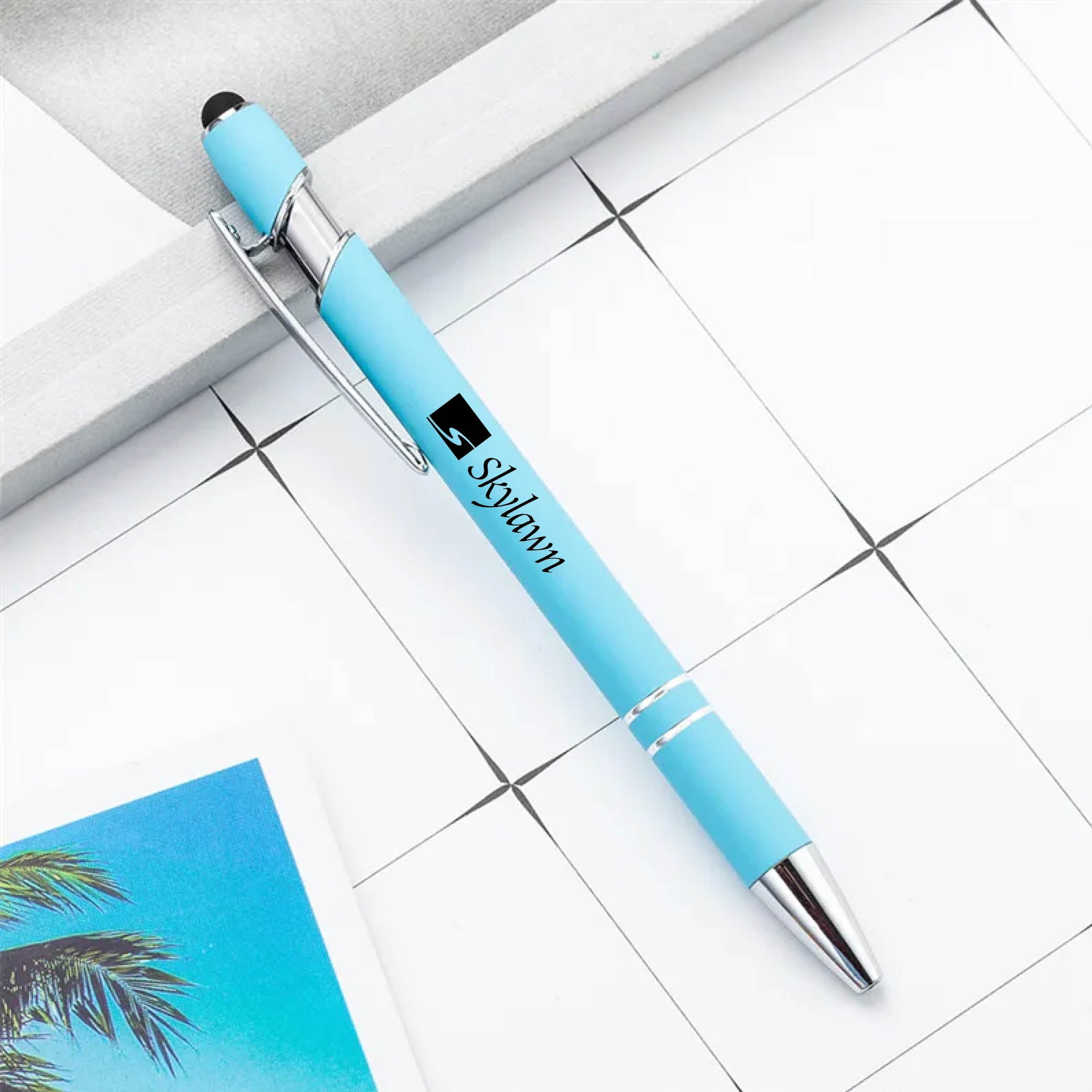 Rainbow Rubberized Soft Touch Ballpoint Pen Blue