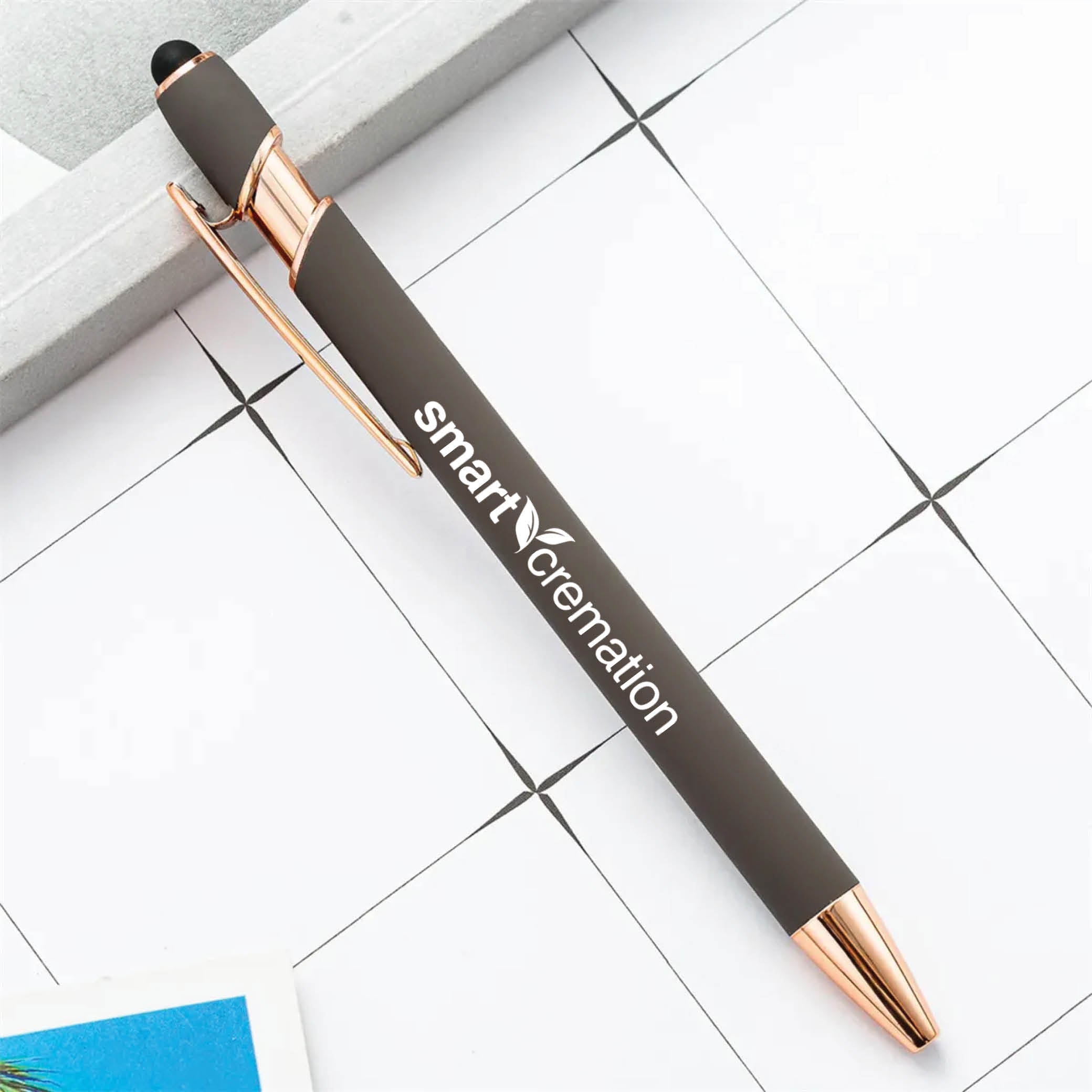 Rose Gold Stylus Tip Metal Ballpoint Pen Gray