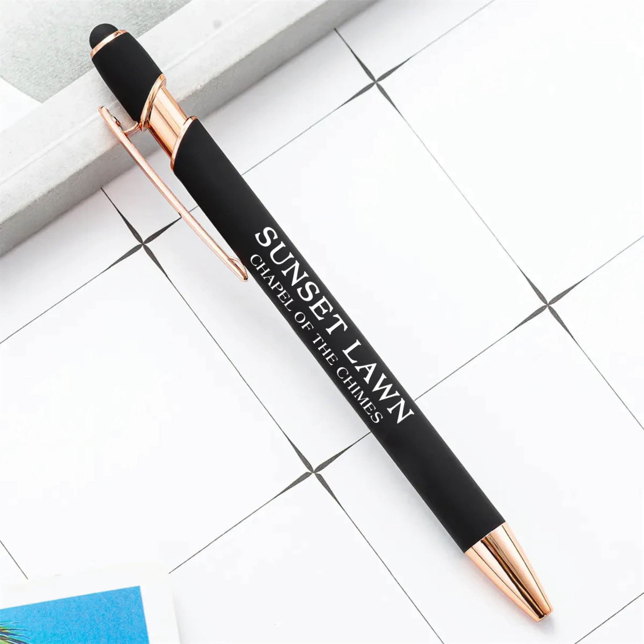 Rose Gold Stylus Tip Metal Ballpoint Pen Black