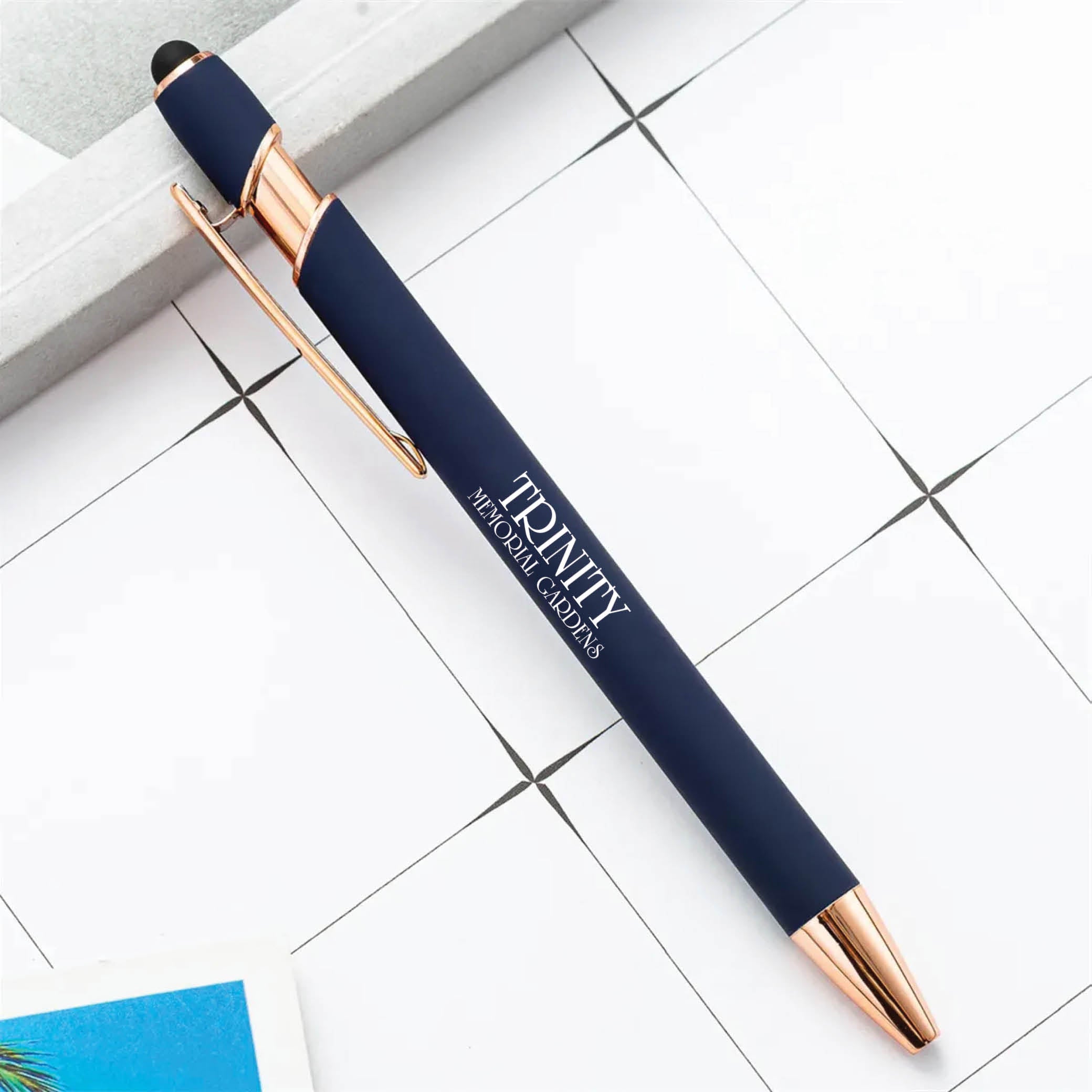 Rose Gold Stylus Tip Metal Ballpoint Pen Blue