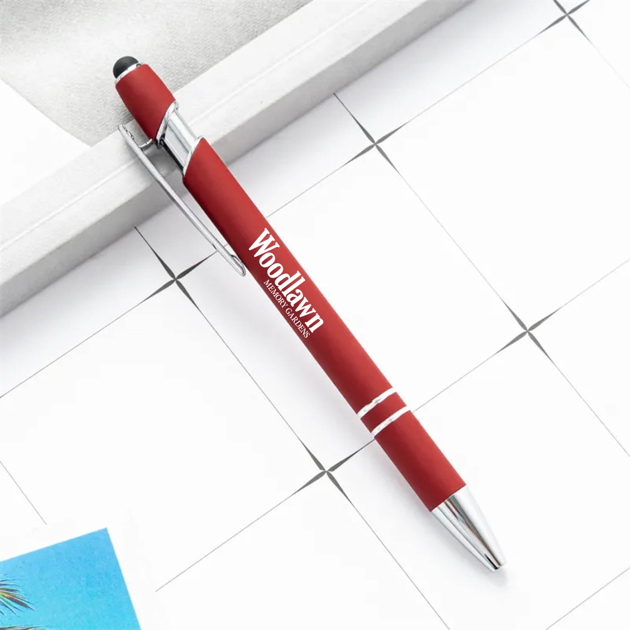 Rainbow Rubberized Soft Touch Ballpoint Pen Red
